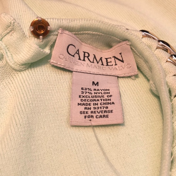 Carmen Marc Valvo Sleeveless Chainlink Neckline Size Medium - Picture 5 of 6